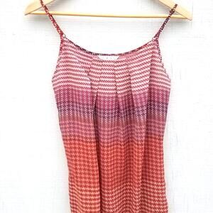 CAbi | Maroon Tank Top Geometric Print Small